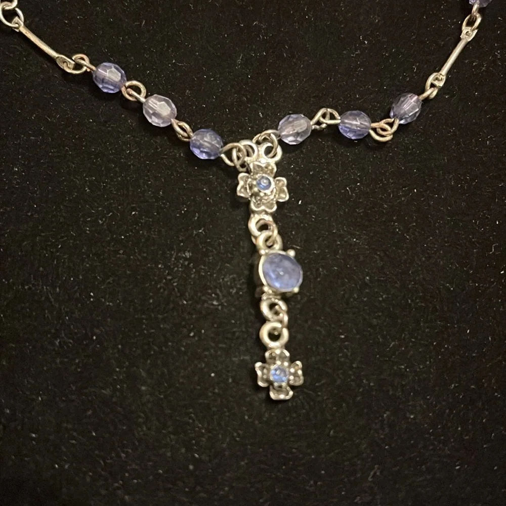 Blue and Silver Beaded Necklace